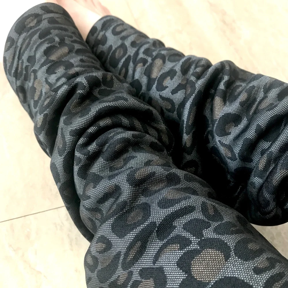 Gray Fur Lined Leg Warmers Warm Leggings Fleece Thigh Highs Leopard Cheetah NEW - Picture 7 of 8